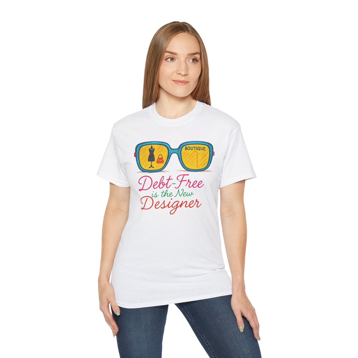 Debt-Free Designer Tee, Fashion Inspiration Shirt, Trendy Gift for Creatives, Casual Wear, Motivational Outfit