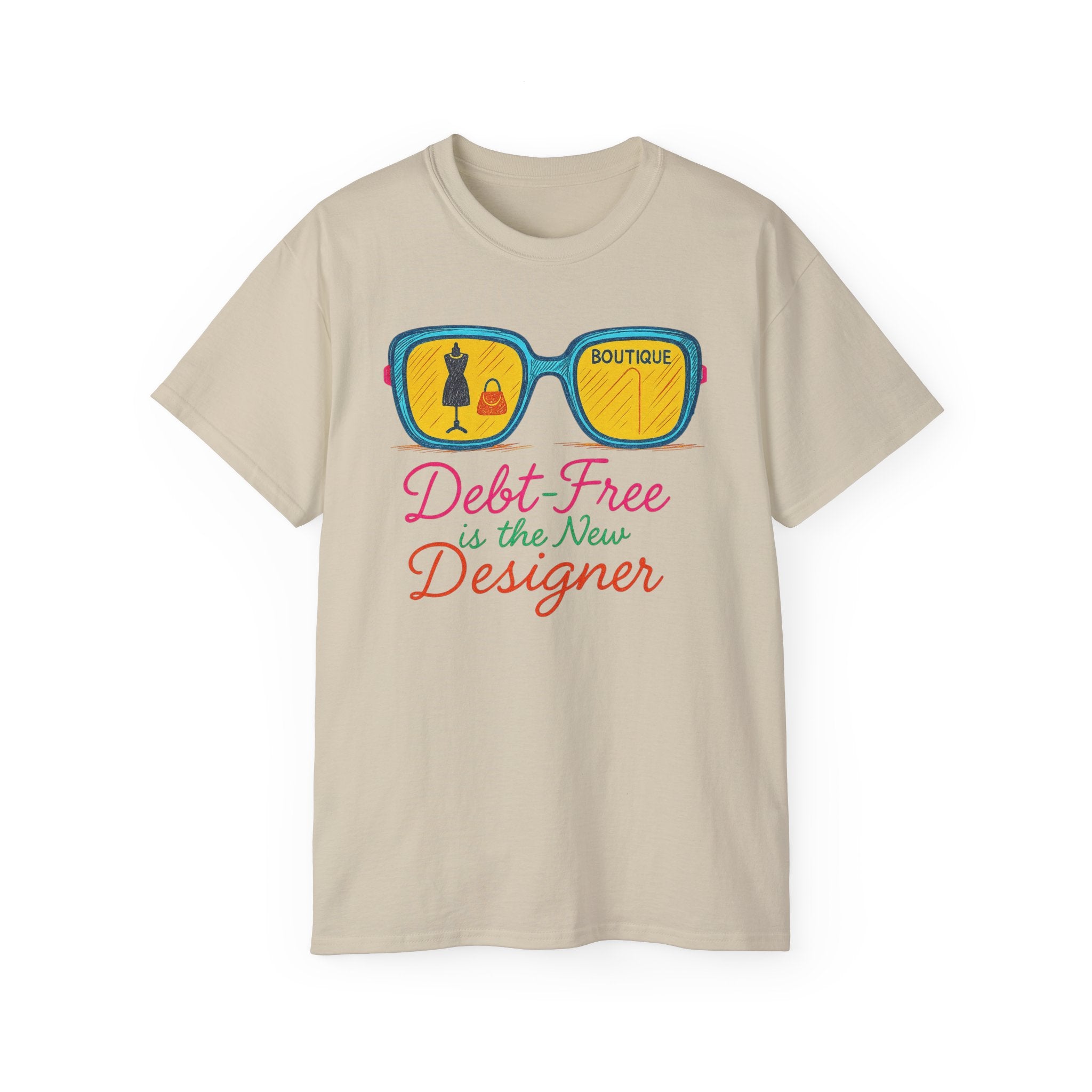 Debt-Free Designer Tee, Fashion Inspiration Shirt, Trendy Gift for Creatives, Casual Wear, Motivational Outfit